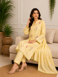 Lemon Kashmiri Booti Embroidered Suit