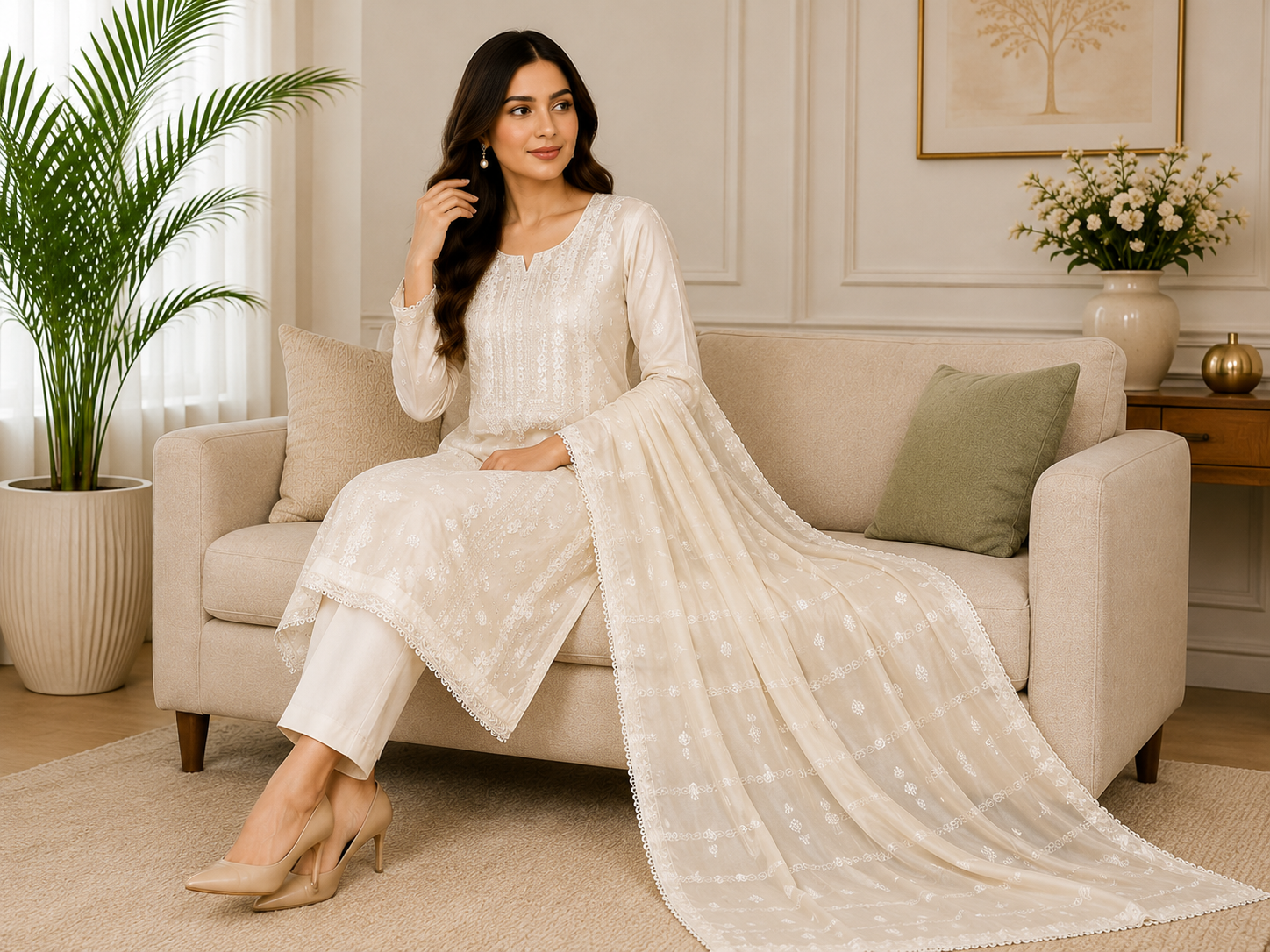 Light Grey Breeze Lawn Farshi 3-Piece Ready-to-Wear Suit