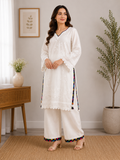 White chikankari Embroidered 2-Piece suit